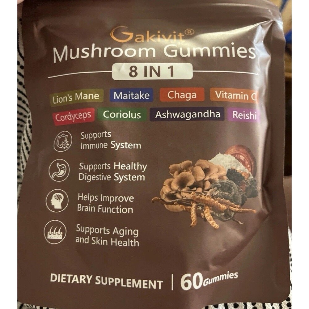Gakivit mushroom gummies 8 In 1 Lions Mane, Chaga, Maitake, Cordyceps, Reishi